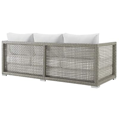 Modway EEI-2923-GRY-WHI Aura Outdoor Patio Wicker Rattan Sofa, Gray White 41xu87kHEqL