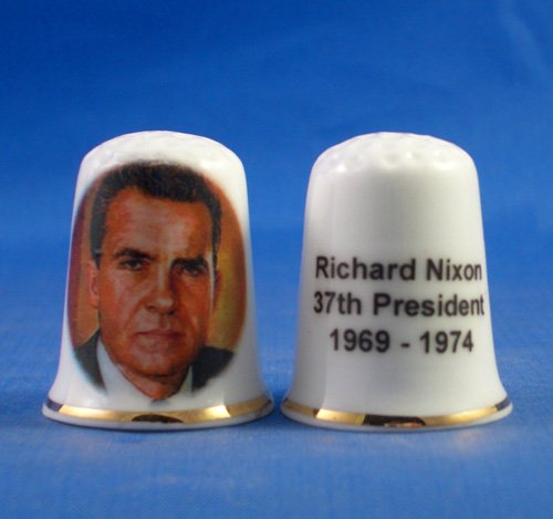 Porcelain China Collectable Thimble - Richard Nixon 37th President USA - Free Gift Box