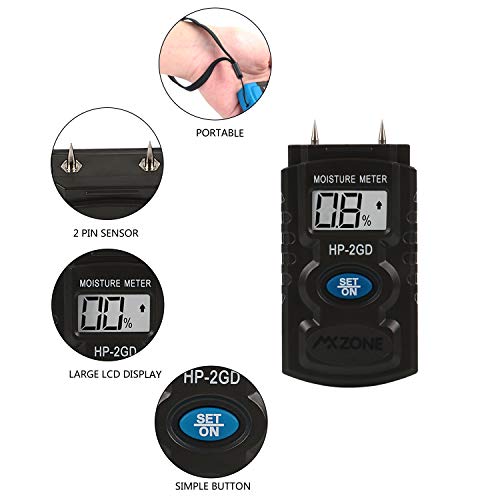 Digital Wood Moisture Meter With LCD Display, Handheld, Pin Type, Moisture Tester Detects Moisture in Wood, Firewood, Bamboo(Battery Included)