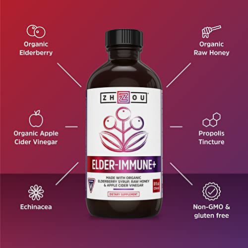 Zhou Nutrition Elderberry Syrup, Immune System Booster with Organic