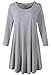 LARACE Women's Casual Loose 3/4 Sleeve Simple Plain Swing Flowy T-Shirt Dresses（1X, Light Gray