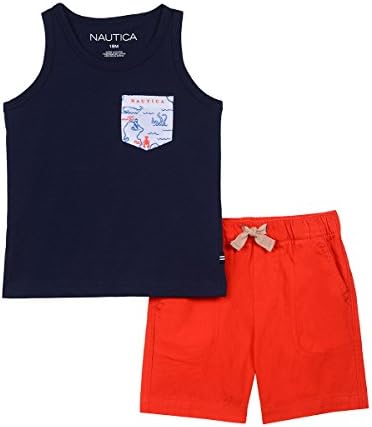 Nautica Baby Boys' Two Piece Set with Tank Top and Pull on Shorts, Navy/Pockets, 24M