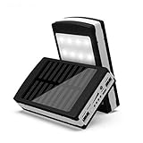 SUKEQ Solar Charger Case, DIY Waterproof Dual USB Portable Power Bank 5x18650 External Battery Charger Solar Energy Charging DIY Box Case With LED Flashlight for Android, iPhone, Samsung (Black)