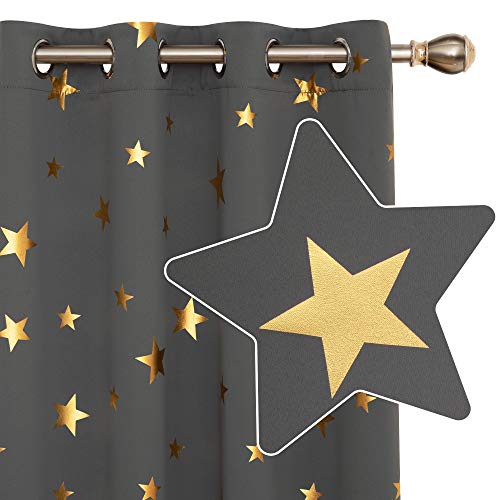 Deconovo 2 Panels Grey Blackout Curtains 72 x 46 Inch Drop 183 x Width 117 cm for Kids Bedroom — image 1