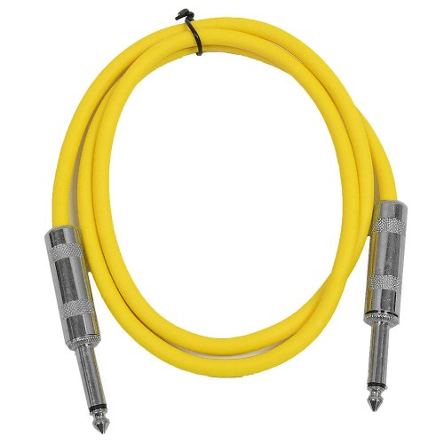 Seismic Audio - SASTSX-2 - 2 Foot TS 1/4" Guitar, Instrument, or Patch Cable Yellow