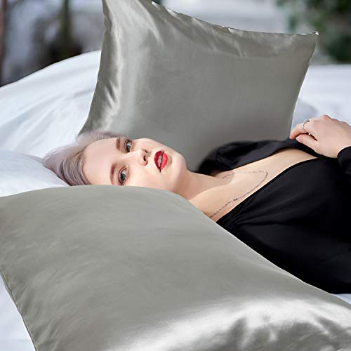 Tempcore-Satin-Pillowcase-for-Hair-and-Skin-StandardQueen-Size-2-Pack20x30-Light-Grey-Pillow-Cases-Satin-Pillow-Covers-with-Envelope-ClosureAnti-WrinkleWash-Resistant