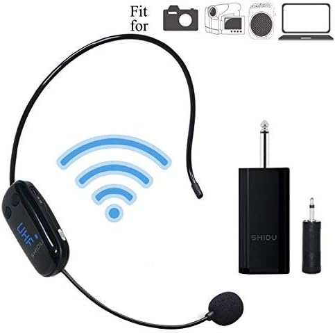 Wireless Microphone Headset Bluetooth, 115ft Stable Wireless Transmission Hand-free, Headworn Mic for Handheld Vocal Mic 2 in 1 Rechargeable for DSLR Camera Recording, Voice amplifier, Pa System ect