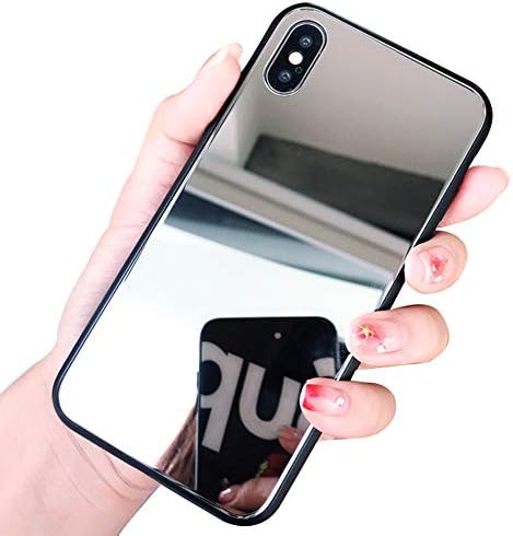 Mirror Case Compatible with iPhone X and iPhone Xs 5.8",Mirror Case for Women Girls Make up, Glitter Ultra-Thin Mirror TPU Back Protect Cover for iPhone X and iPhone Xs Case (Silver)