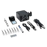 Huldaqueen 2 in 1 Soldering Rework Station SMD Hot Air & Iron Desoldering Welder DC Power Hot Air Gun Rework Station Welder Welding Tool