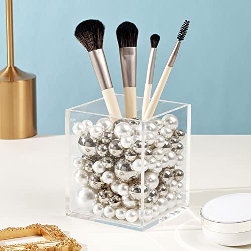 NOTCHIS Silver and White Floating Pearls Beads for Vases, No Hole Highlight Pearl Bead Vase