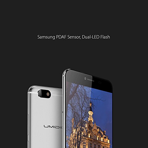 Smartphone Libre 4G de 5.5''HD ,UMIDIGI C NOTE Telefonos Moviles Libres - Dual Sim Smartphone Barato , ROM de 3GB RAM + 32GB, MTK6737T Quad Core 1.5Ghz, Cámara de 13MP/5MP, Batería 3800mAh, Huellas Dactilare, GPS, Android 7.0, (Gris)