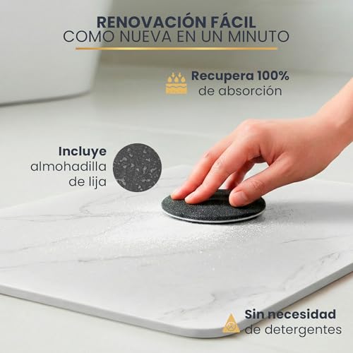 Fyror Diatomite Bath Mat Antibacterial 60 x 39 cm. Stone Bath Mat Quick Drying. Hygienic, Washable and Ecological. Keeps the floor dry and clean. Ideal for Families and Modern Homes.