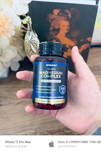Spnhkov Suplemento Complejo de Magnesio 12 en 1 Spnhkqv: Cápsulas de Glicinato de Magnesio de Alta Absorción de 700 Mg para Mujeres y Hombres, Que Favorecen los Músculos, Los Nervios y el Sueño.