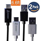 tekSonic USB Type C Cable, [2 Pack] 6.6 Ft Extra Long USB Type-C 3.1 to USB A Cord for Samsung Galaxy S8, S8 Plus, LG G6, G5, V20, Nexus 6P, 5X, MacBook 12 inch, Moto Z Force, Google Pixel and Others