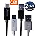 tekSonic USB Type C Cable, [2 Pack] 6.6 Ft Extra Long USB Type-C 3.1 to USB A Cord for Samsung Galaxy S8, S8 Plus, LG G6, G5, V20, Nexus 6P, 5X, MacBook 12 inch, Moto Z Force, Google Pixel and Others