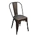 Adeco Metal Stackable Industrial Chic Dining Bistro Cafe Side Chairs (Set of 2), Black Bronze