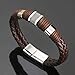 LIU JUN Men's Bracelet Zinc Alloy Charm Couple Bracelet Black Brown Leather Distance Bracelet for Women Jewelry Gifts Large Size 8.5 Inch (Brown)