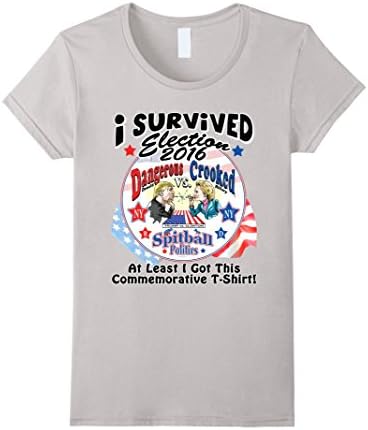 Women's PoliticalCircus Hillary VS Trump Spitball Politics T-Shirt Medium Silver