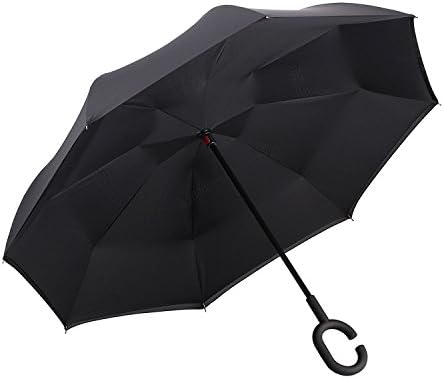 NEWBRELLAs Drip Free Reflective SOS LED Safety Car Umbrella Inverted - UV Protection Umbrellas