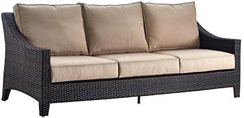 Amazon Com Serta Tahoe Outdoor Three Seater Sofa In Terra Brown Wicker Garden Outdoor