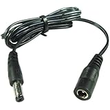 Hanvex HDCQ3 3' 2.1 mm x 5.5 mm DC Plug Extension Cable for 12V Power Adapter and More, 20 AWG Cord for CCTV, LED