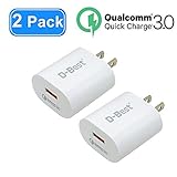 Quick Charge 3.0 Wall Charger,18W QC 3.0 Charger, Fast Charger Compatible for Galaxy S8/S7/Edge/Plus, Note 8/7, HTC One A9/M9, iPhone, iPad and More(White)-2 Pack