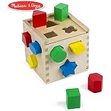 Melissa & Doug Shape Sorting Cube - Classic Wooden Toy With 12 Shapes