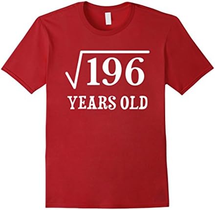 Mens Square Root of 196 14 yrs years old 14th birthday T-Shirt Small Cranberry
