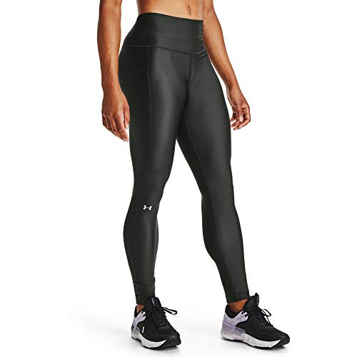 Under Armour Women's HeatGear Armour High Waisted  Leggings , Baroque Green (310)/Metallic Silver , X-Large