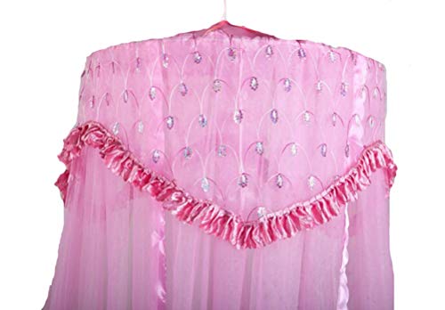 Raxsun Baby Crib Canopy Netting Luxury Princess Bed Net Round Hoop Netting Mosquito Net Bedroom Decor (Pink)