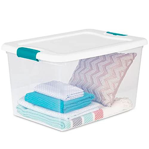 Sterilite 64 Qt Clear Plastic Stackable Storage Bin w/White