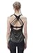 QUEENIEKE Womens Sport 2 in 1 Criss-Cross Straps Tank Top - Black, M