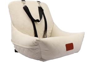 WOOAIDAGG Dog Car Seat for Small Dogs,Ultra-Soft Fabric,2 Storage Pockets & Safety Leash,Adjustable Straps,Easy to Install,Fully Detachable and Washable(Beige)