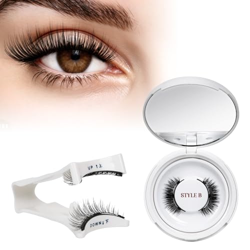 Magnetic False Eyelashes, Natural Reusable Magnetic Eyelashes with Applicator, No Glue Needed QUEWEL Magnetic False Eyelashes Easy to Wear and Remove with Instructions (Style-B-1 Pair)