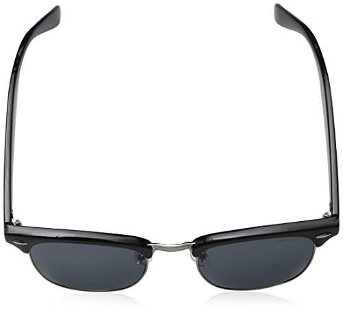 zeroUV - Semi-Rimless Horn Rimmed Sunglasses (Black-Silver / Smoke)