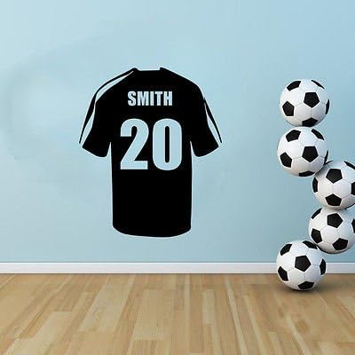 Personalised - Football Soccer Shirt Free Squeegee! Wall Art Childrens Sticker