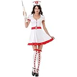 Night Shift Nurse Women's Sexy Halloween Role Play Costume Scrubs, White, Large