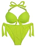 EONAR Womens Removable Padded Push Up Bikini Set Tie Side Swimsuit Swimwear
