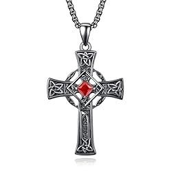 ADMETUS Black Celtic Cross Necklace Sterling Silver