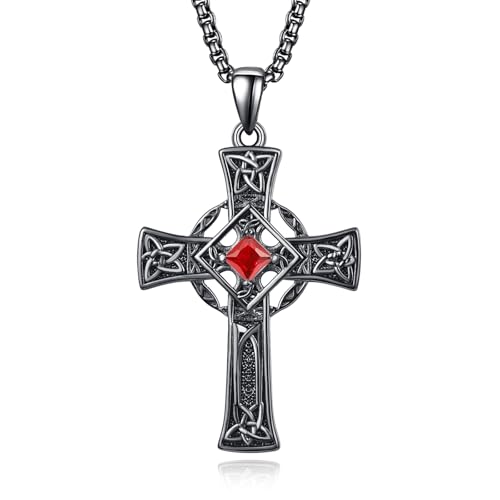 ADMETUS Black Celtic Cross Necklace Sterling Silver
