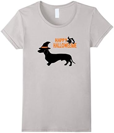 Womens Happy Halloweenie Shirt Dachshund Gift XL Silver