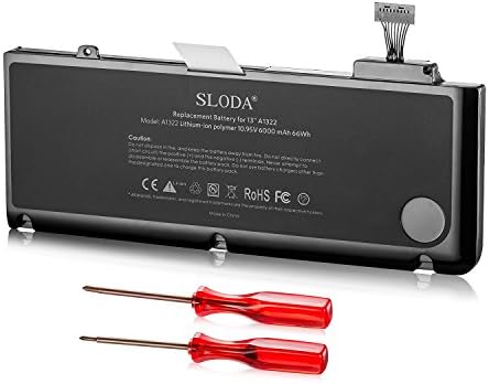 SLODA replacement battery For Pro 13" A1322 (A1278 Mid-2009 Mid-2010 Early-2011 Late-2011 Mid-2012) Pro 13 A1322 Laptop Battery[Li-Polymer 10.95V 63.5WH]