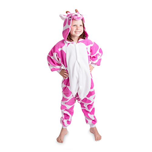 Kids Pink Giraffe Onesie Animal Pajama Costume - Soft and Comfortable with Pockets!