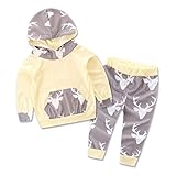 AMA(TM) Toddler Baby Girl Boy Deer Hooded Blouse Tops+Pants Outfits Set