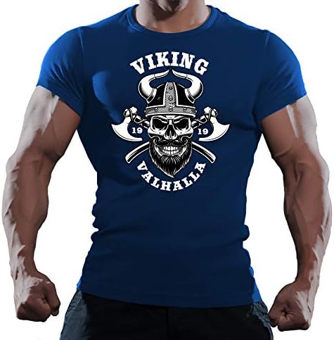 Gym T-Shirt for Men - Mens Bodybuilding, Crossfit, MMA, Workout Top - Funny Muscle Fit for Vikings Fans