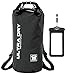Premium Waterproof Bag, Sack with Phone Dry Bag and Long Adjustable Shoulder Strap Included (Black, 10 L)