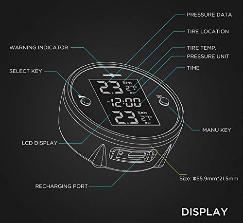 SYKIK Rider SRTP340 Wireless tire Pressure Monitoring System and Clock for Motorcycles with 1.5" Monitor. Check Your tire Pressure While Riding (SRTP340) - Thumbnail 2