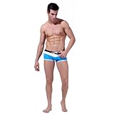 Men Swimming Boxer Size L Color Blue and White