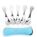 Tebery 5 Pack Extra Strong Stainless Steel Sporks with Blue Case, Spoon, Fork & Knife Combo Utensil Excellent for Outdoor Activities