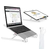 Laptop Stand, MiiKARE Portable Laptop Stand Adjustable Eye-Level Ergonomic Laptop Riser Foldable Desktop Stand Holder for MacBook Notebook Computer Tablet Thinkpad (White)